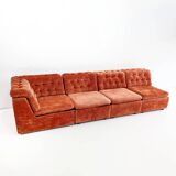 Modular sofa in orange velvet from the 1970s