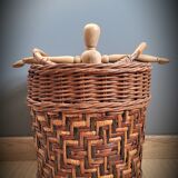 Wooden rattan basket