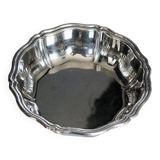 Vintage silver-plated metal salad bowl with gadrooned edge