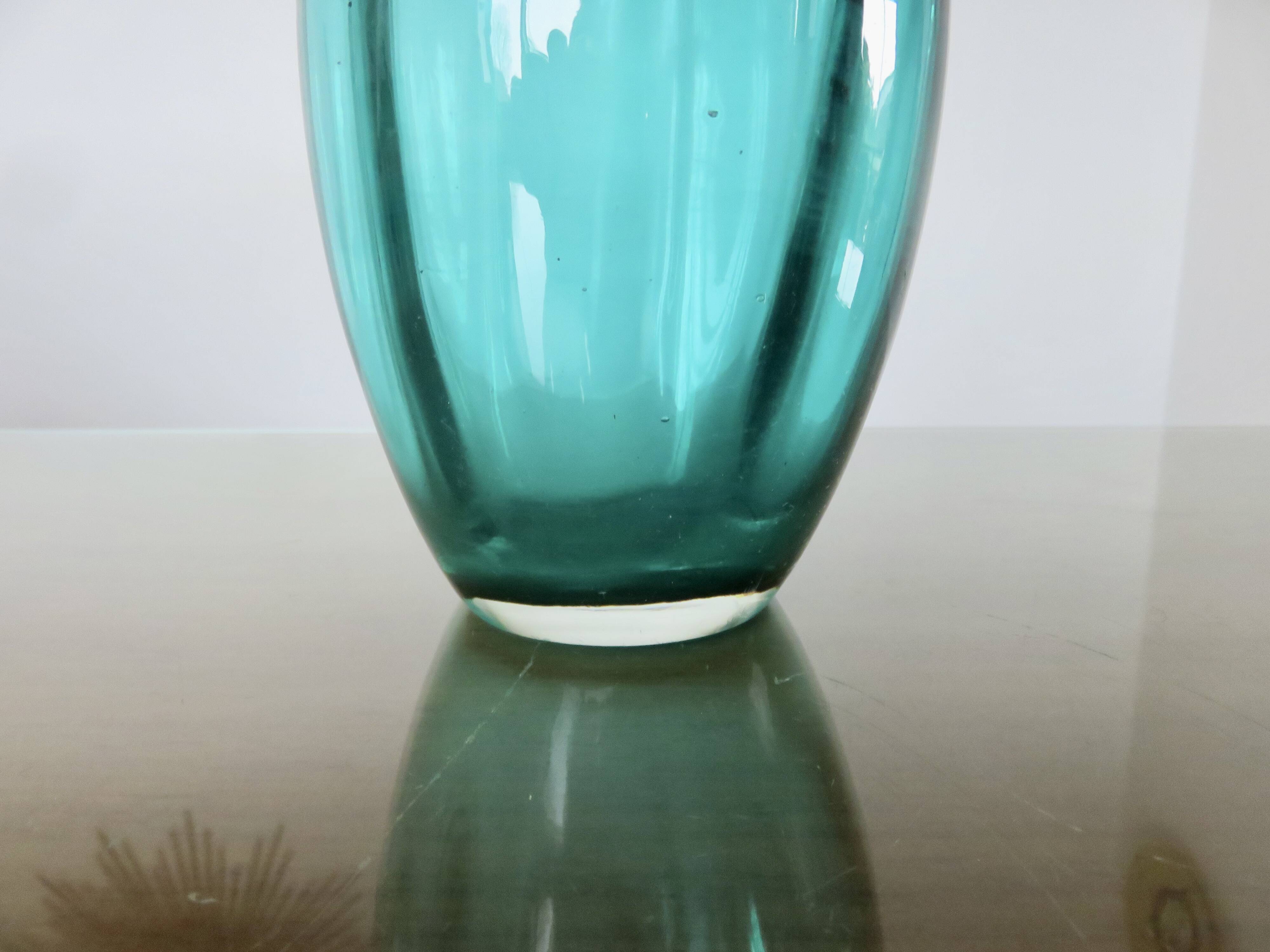Turquoise Murano blown glass vase, 1970s