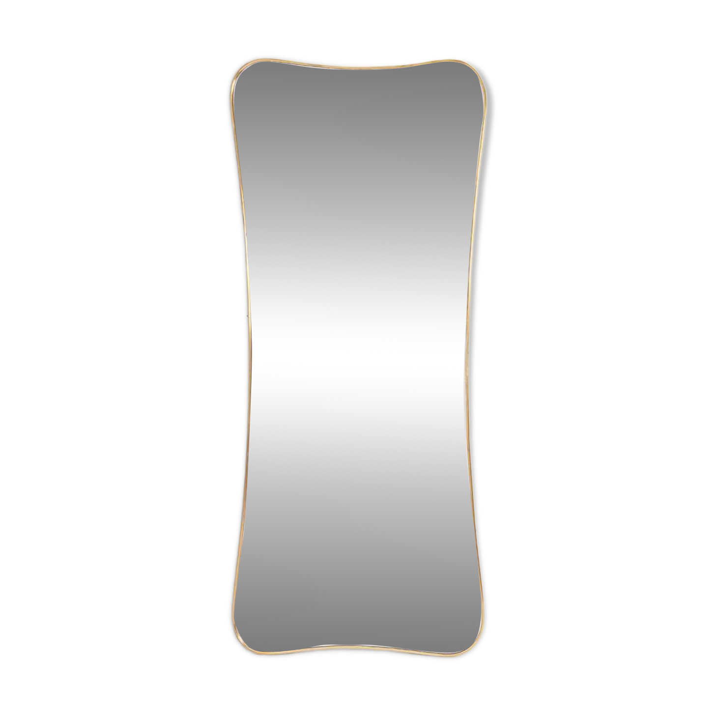 Golden brass mirror in the style of Gio Ponti. 1980s or 1990s.