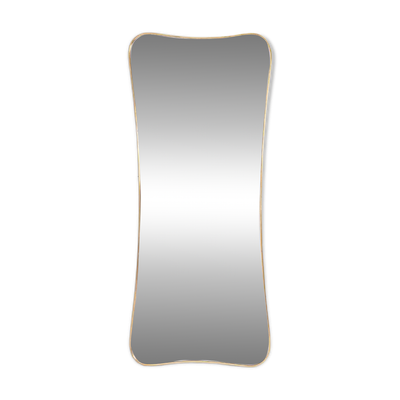 Miroir en laiton doré dans le style de Gio Ponti. Années 1980 ou 1990.