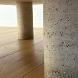 Table basse carrée en travertin, Angelo Mangiarotti, Italy, 1970s