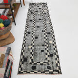 Black & beige turkish runner rug 72x284cm