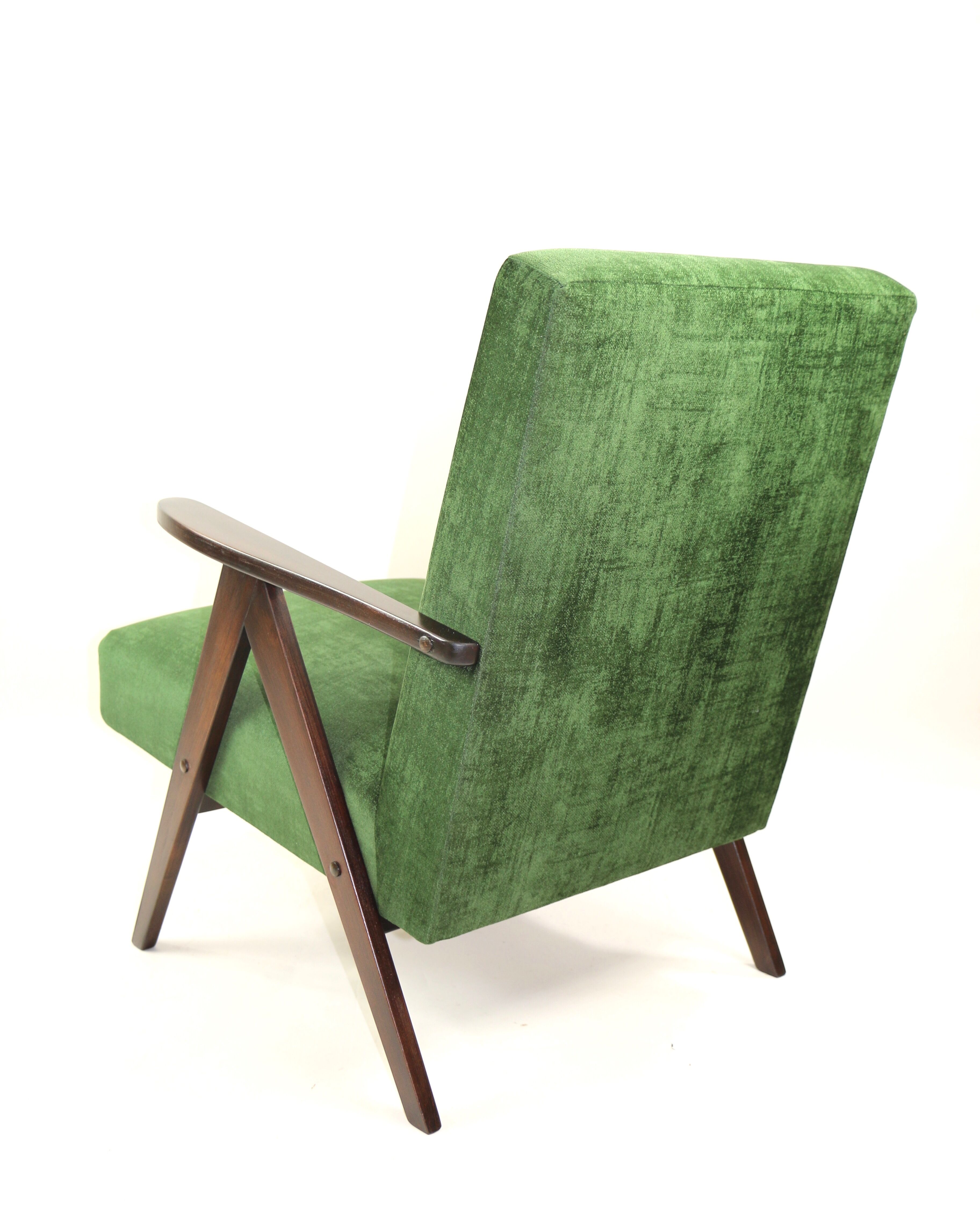 Vintage var green structural velvet easy chair, 1970s