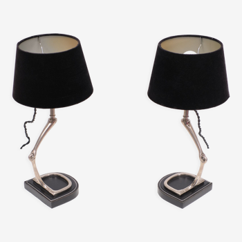 Paire de lampes de table Eichholtz à étriers années 1980
