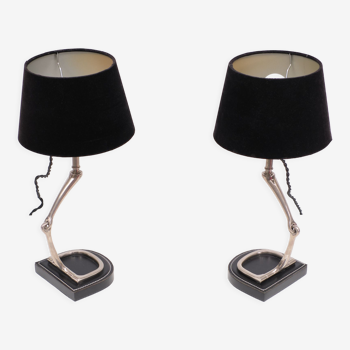 Pair of Eichholtz table lamps with stirrups from 1980s