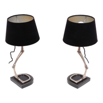 Pair of Eichholtz table lamps with stirrups from 1980s