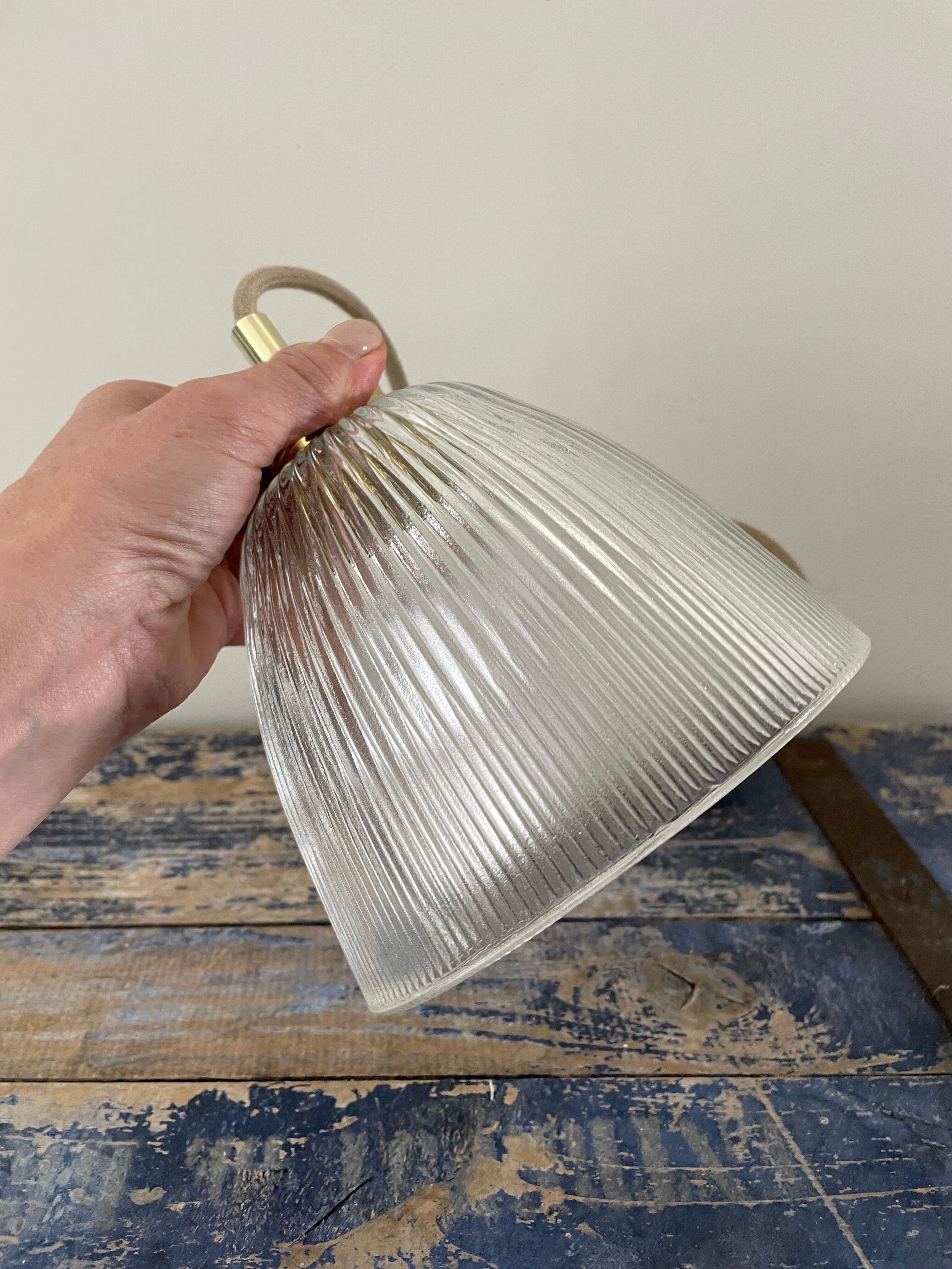 Vintage holophane glass pendant lamp