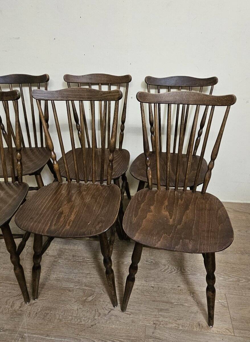 Set of 6 wooden chairs – bistro style - western / vintage