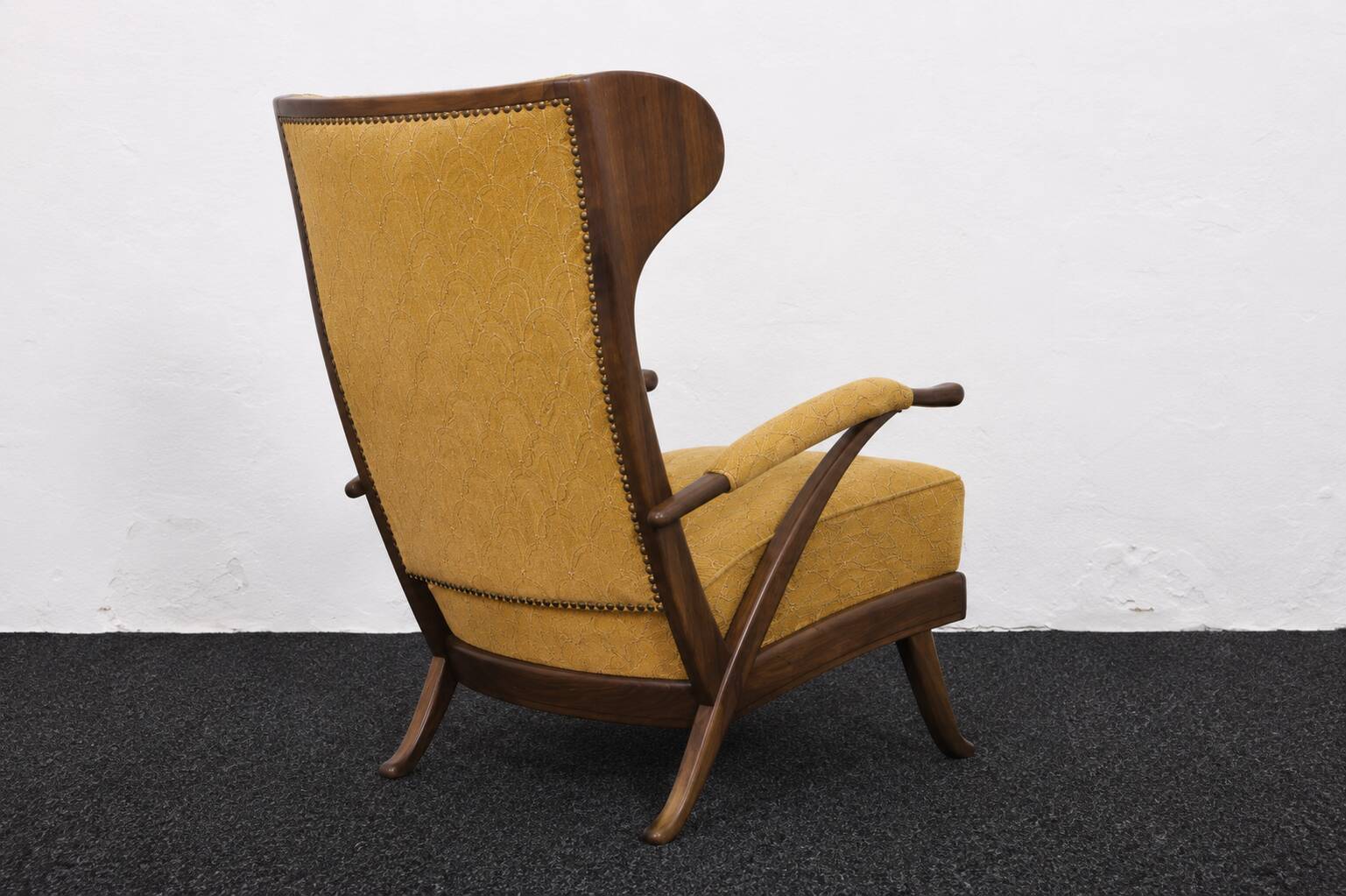 Karl Nothhelfer cherry wood wing lounge chair for Schörle & Gölz-1950s