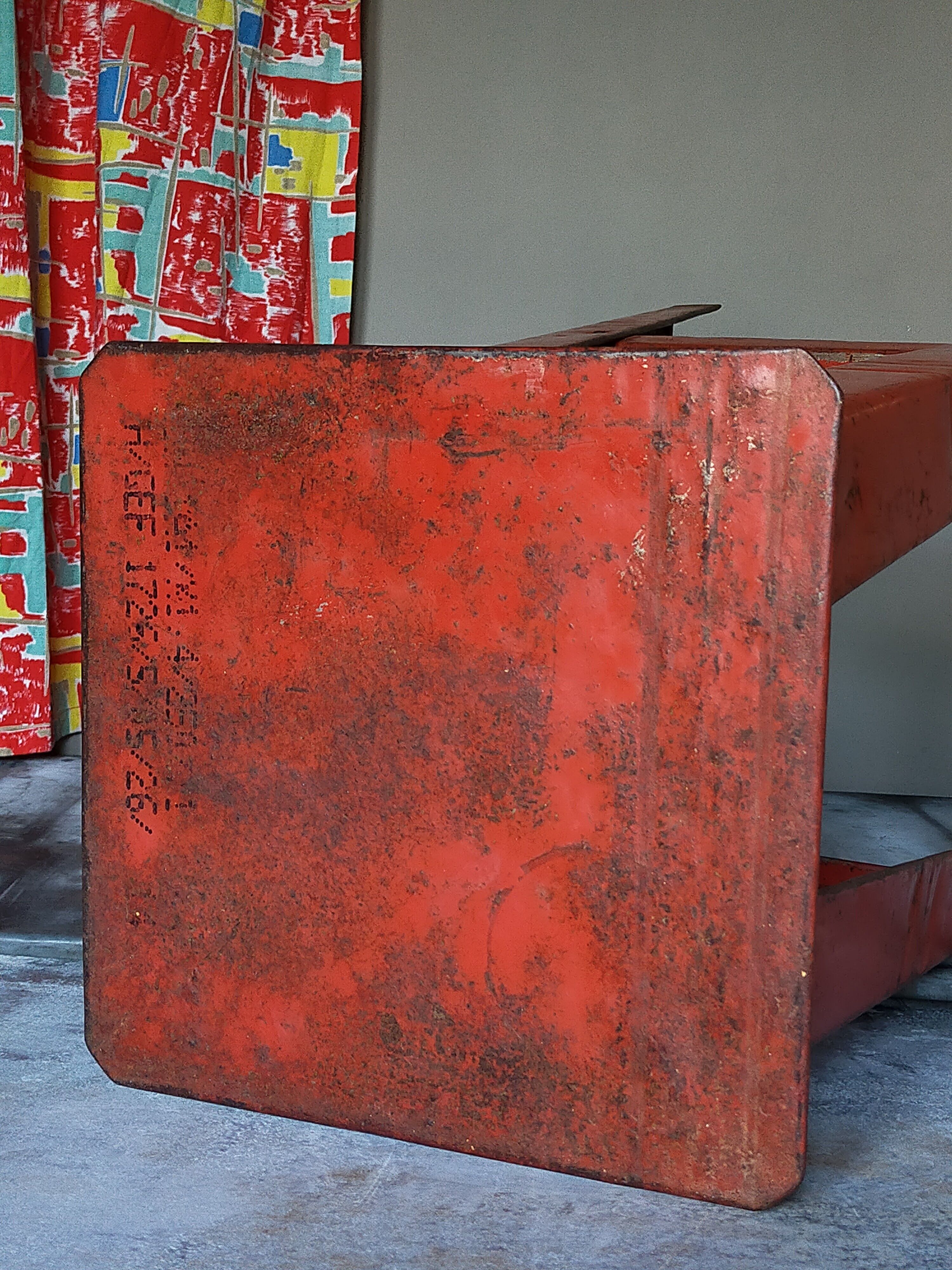 Vintage industrial stool made of recycled sheet metal