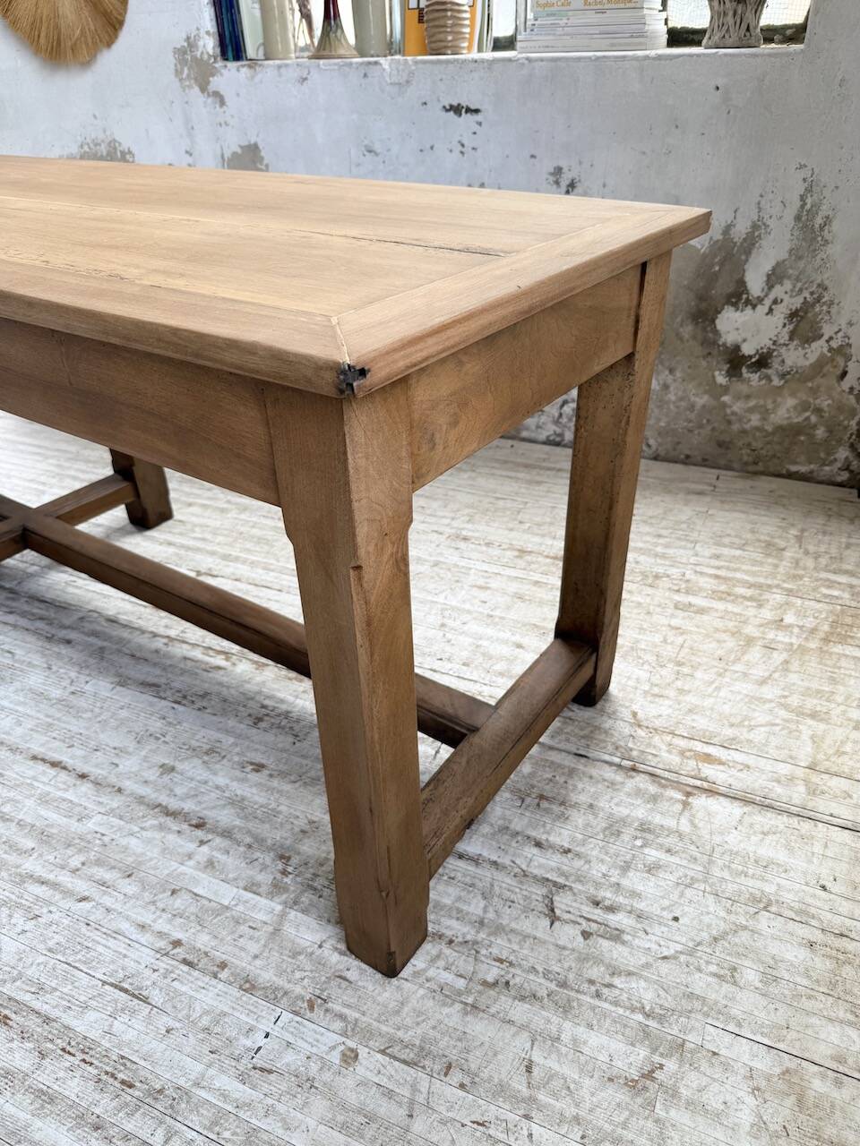 Antique farmhouse or drapery table in walnut, 1900 XL