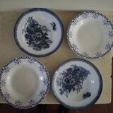 4 assiettes à soupe terre de fer dépareillées
