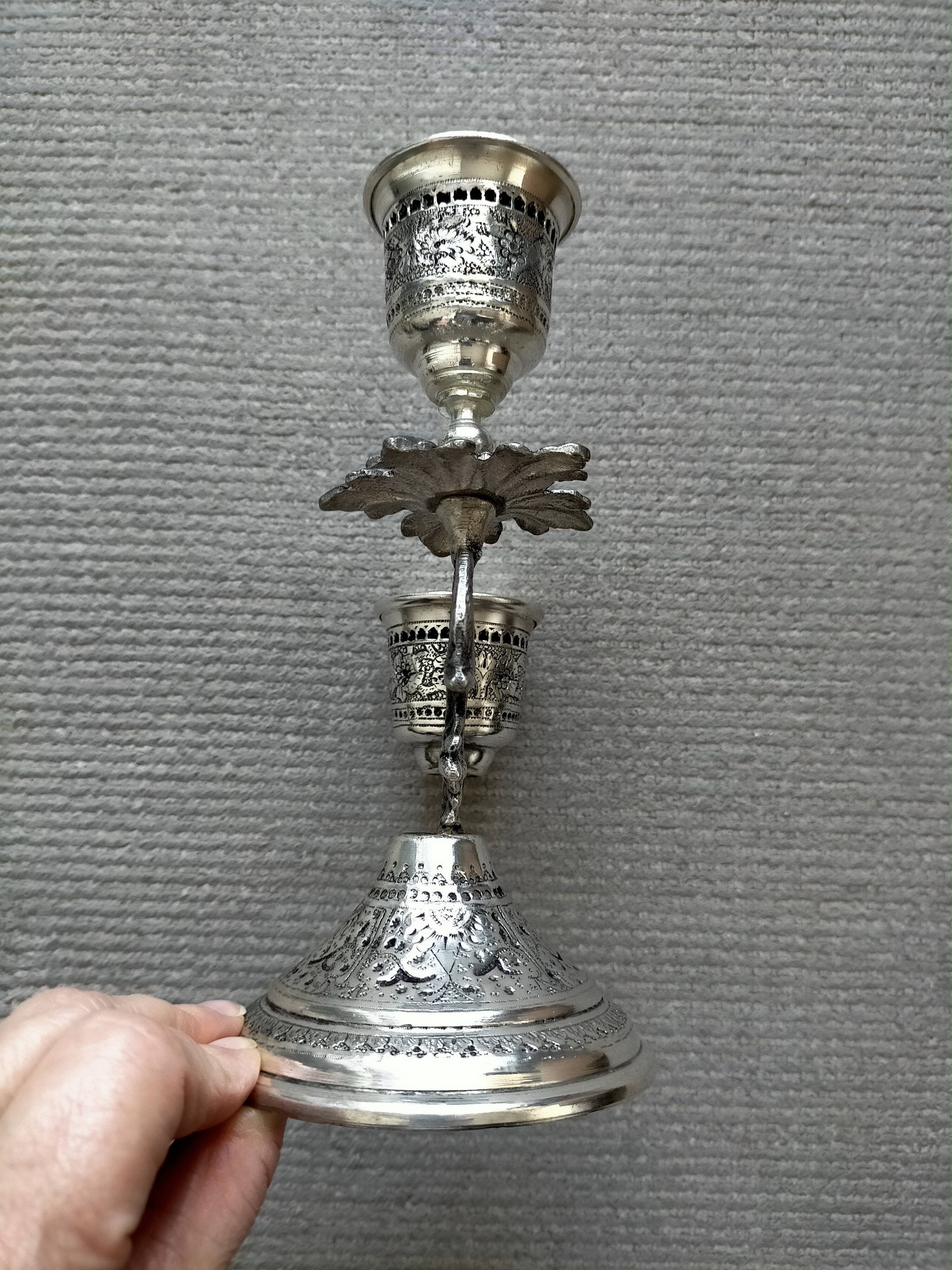 Two-arm metal candlestick