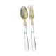 Corn and silver metal salad cutlery