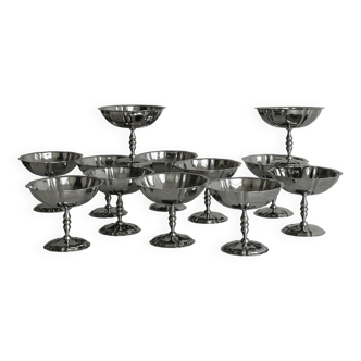 12 stainless steel footed bowls, Letang Remy style