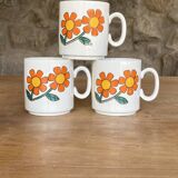 3 italian retro floral mugs