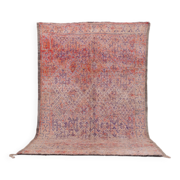 Pink Vintage Moroccan Rug 197 x 320 cm, Berber Wool Rug, Handmade Boho Rug
