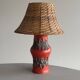 Vintage ceramic lamp from West Germany "Fat Lava" and rattan.