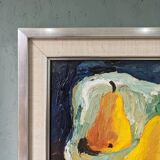 Mid-Century Modern Swedish "Luminous Pears" by Eric Cederberg, Framed Still Life Oil Painting