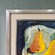 Poires lumineuses suédoises modernes du milieu du siècle par Eric Cederberg, peinture à l’huile de nature morte encadrée