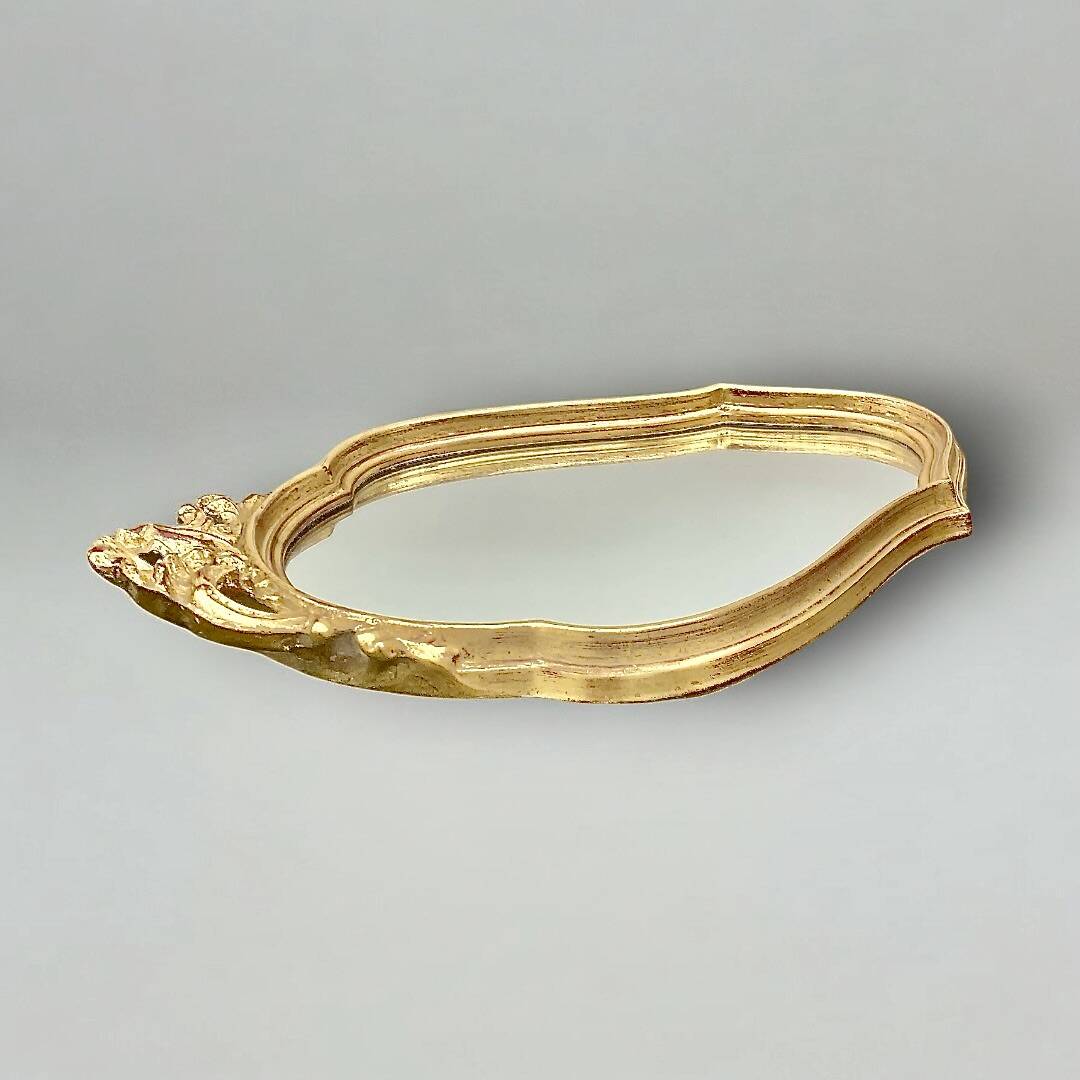 Deknudt Mirror - Vintage Rococo Mirror in Golden Resin - 1970s