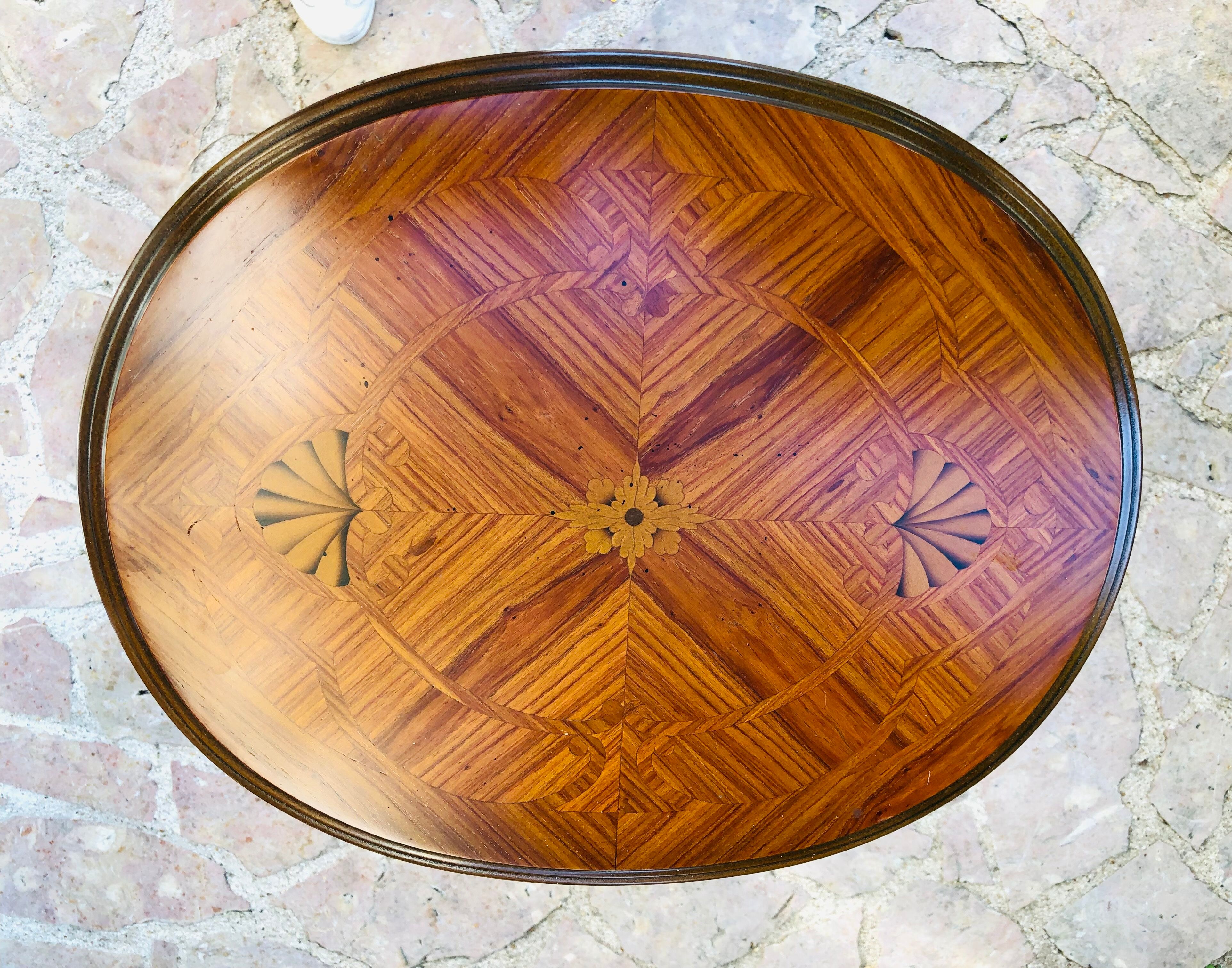 Bedside table in Louis XV style marquetry