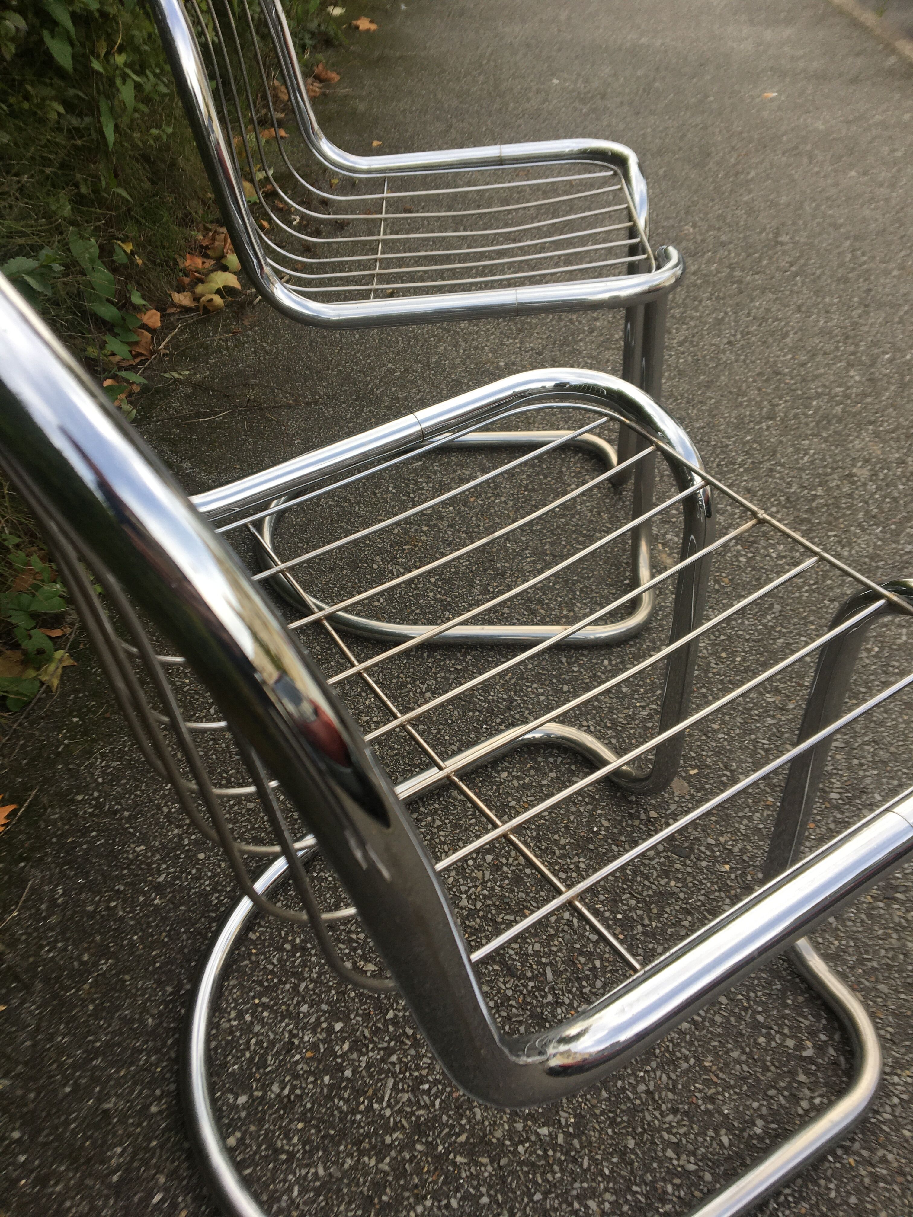 Chrome steel chairs from the 70