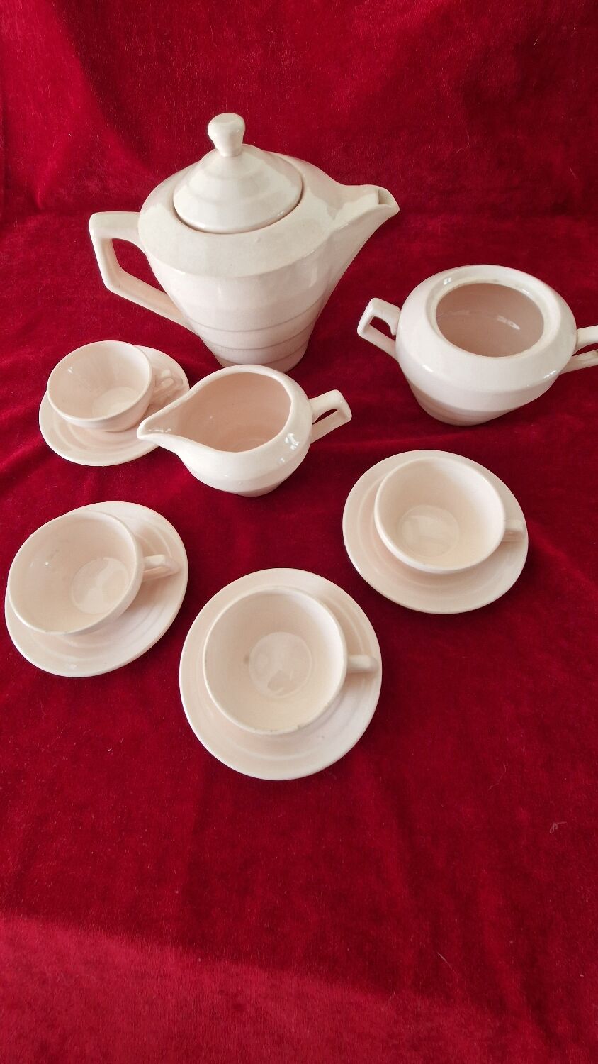 Pink ceramic coffee service by St Amand Ceranord