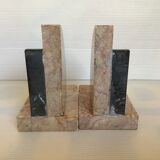 Pair of greenhouse books half moon marble art deco
