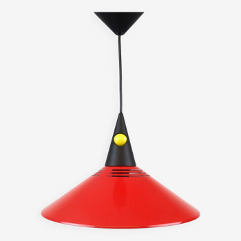 80s Postmodern Red vintage pendant Hanging Lamp