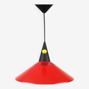 lampe suspendue vintage rouge postmoderne des années 80