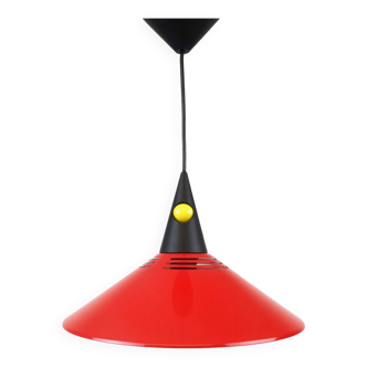 lampe suspendue vintage rouge postmoderne des années 80