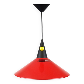 80s Postmodern Red vintage pendant Hanging Lamp