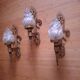 3 gold metal torchere wall lights