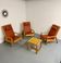 Ensemble salon en pin 3 fauteuils lounge et table design scandinave 70