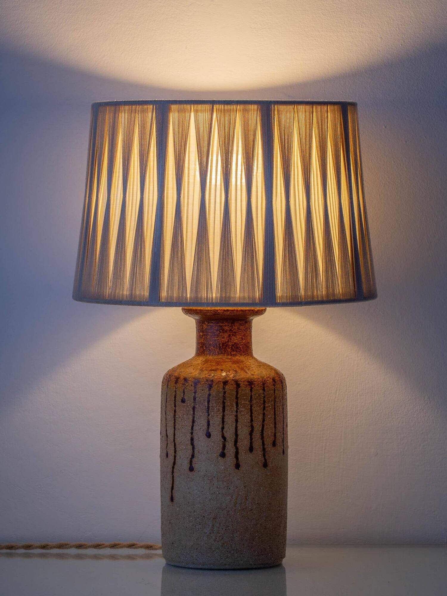 Søholm stoneware table lamp, organic contemporary, Denmark, 1960s, with new shade.