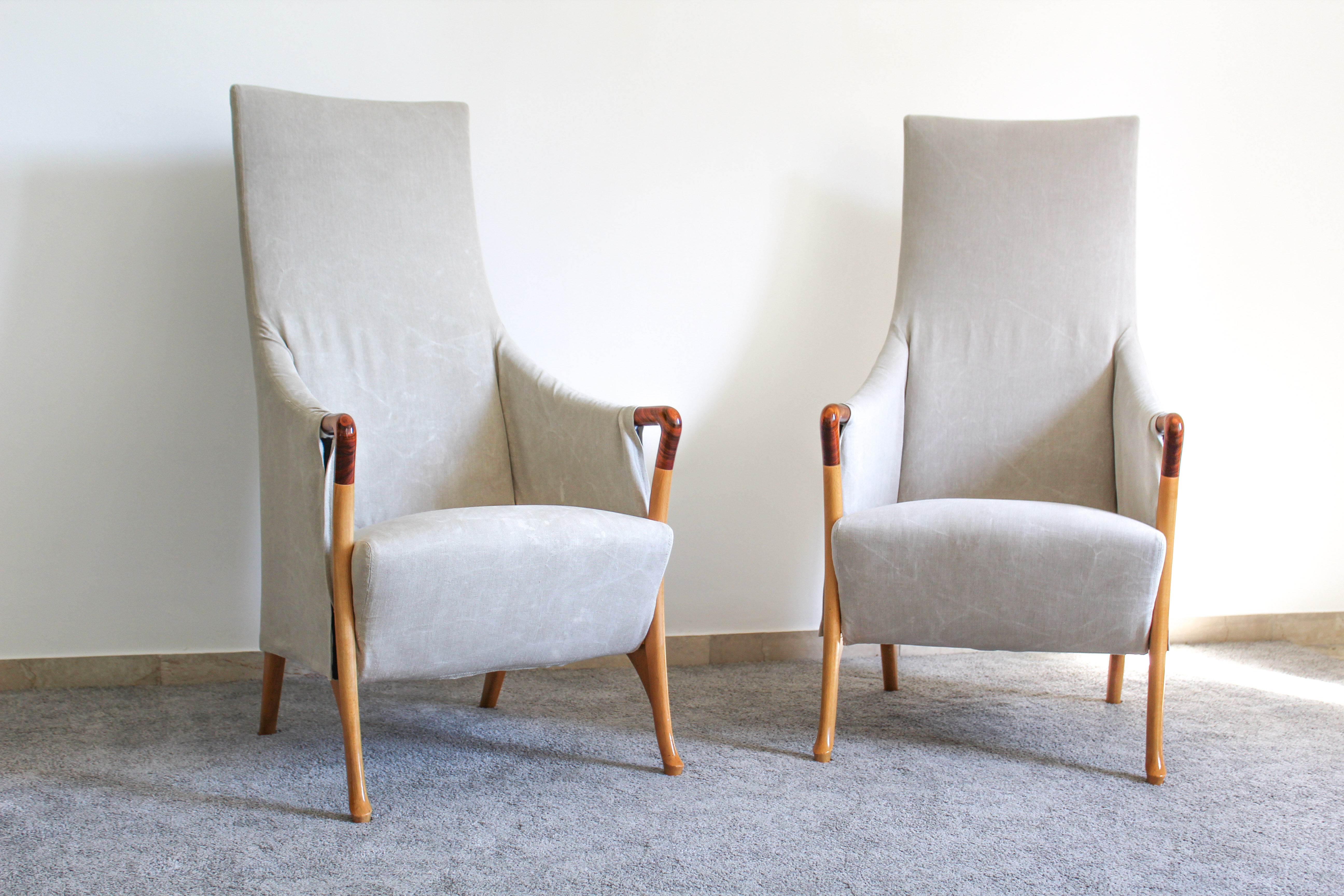 Pair of Armchairs "Progetti" Umberto Asnago for Giorgetti, signed, italy 1980s