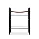 Paire de tabourets de bar contemporains en caoutchouc noir et cuir cognac
