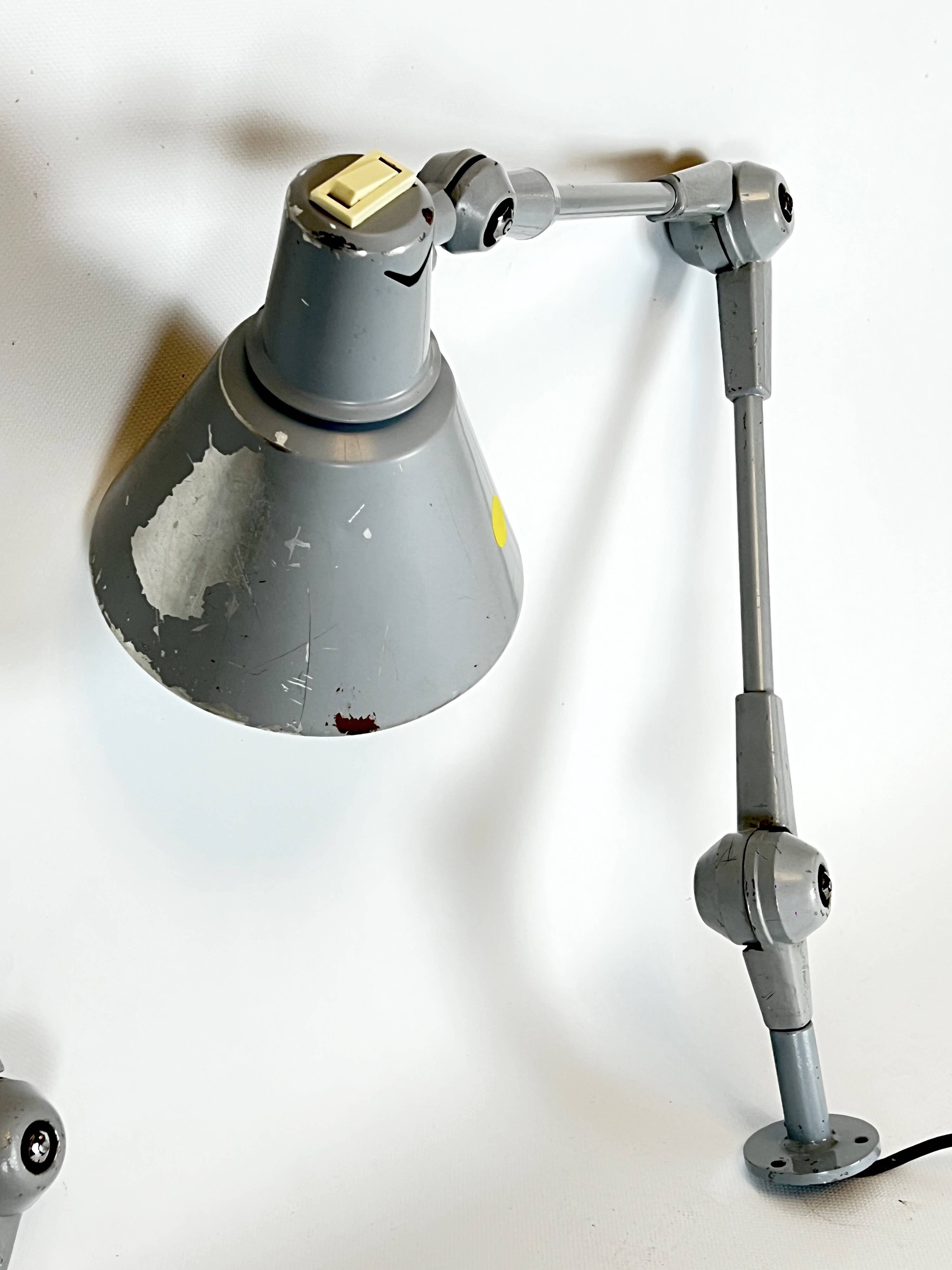 Mid-Century AURE set of two rare wall lamps in metal. Italy 1960s