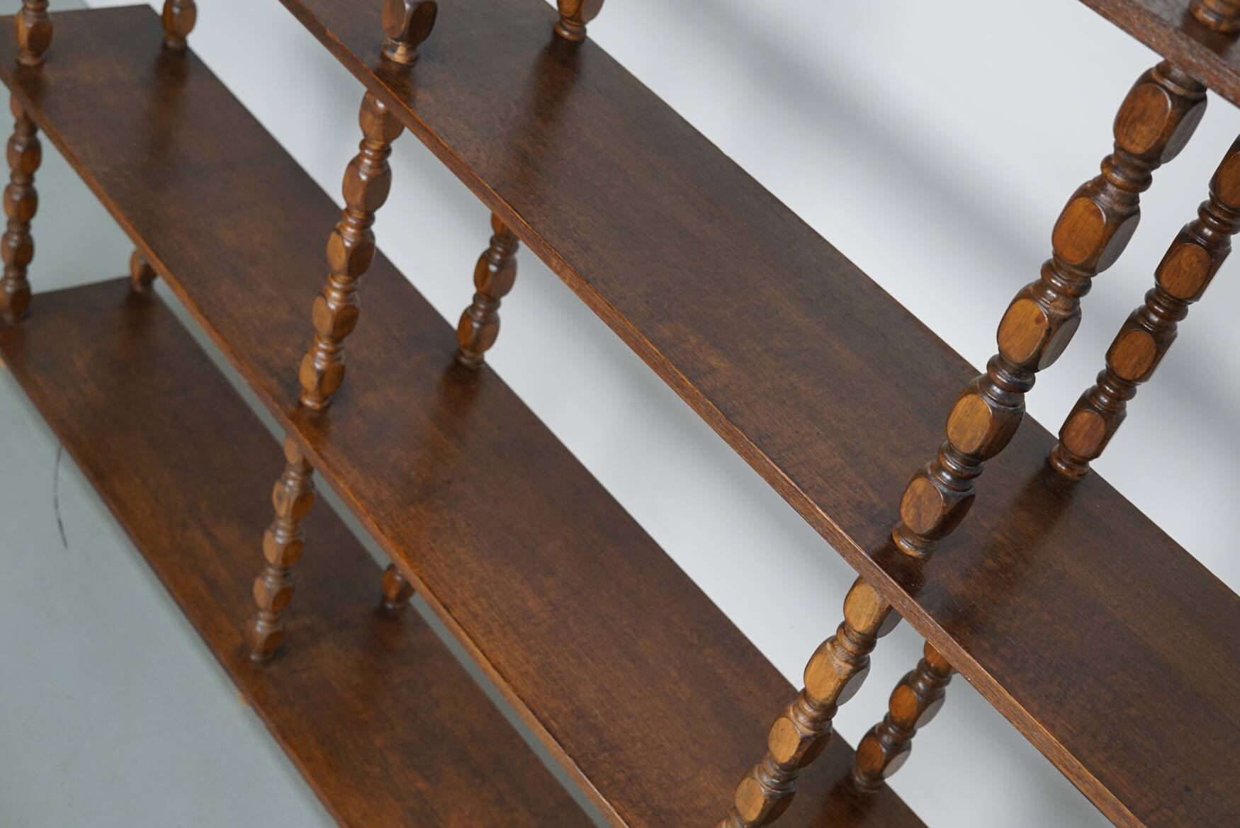 French Oak Mid-Century Bobbin Shelving Unit