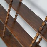 French Oak Mid-Century Bobbin Shelving Unit