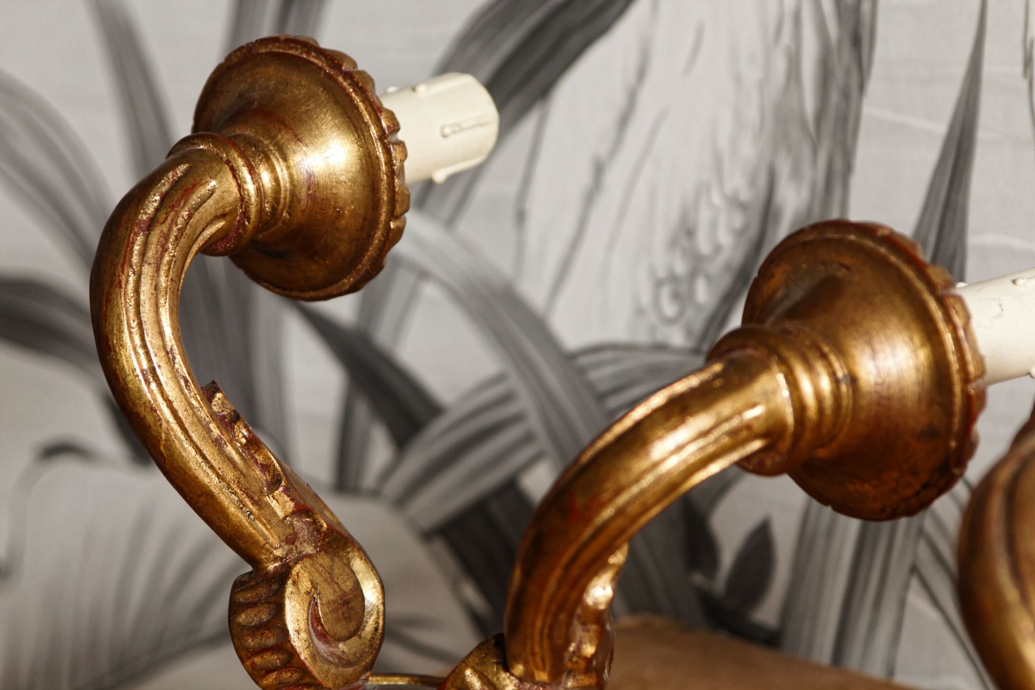 Pair of gilded wood sconces