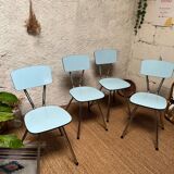 4 blue Formica chairs