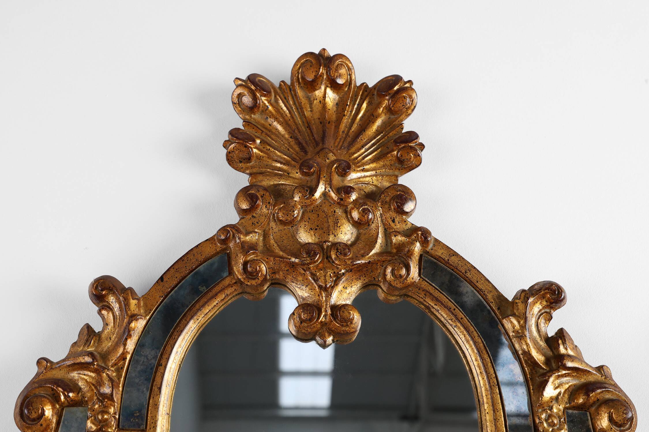 20th century Belgian Rococo-Venetian Mirror in Gilded Wood