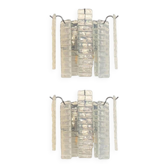 Set of Two Contemporary Opalino Strips “Listelli” Murano Glass Wall Sconces