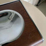 Wall soap holder design chrome and walnut wood