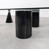 Vintage Italian Rectangular Marble Coffee Table with Glass Top