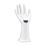 Hand baguier vase, white porcelain, 70s